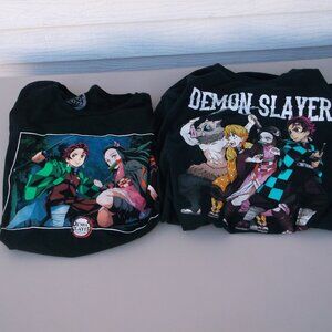 Demon Slayer Anime Tee Bundle—Tanjiro/Nezuko Forest Print + Group Character Tee